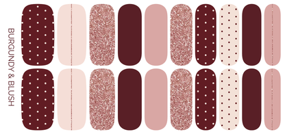 Burgundy & Blush | Fall Mixed Mani Nail Wrap Set