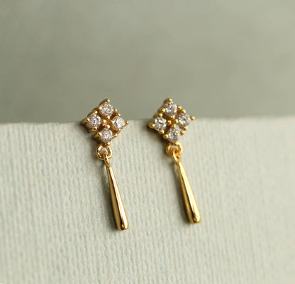 Edwardian Gold Drop Stud Earrings