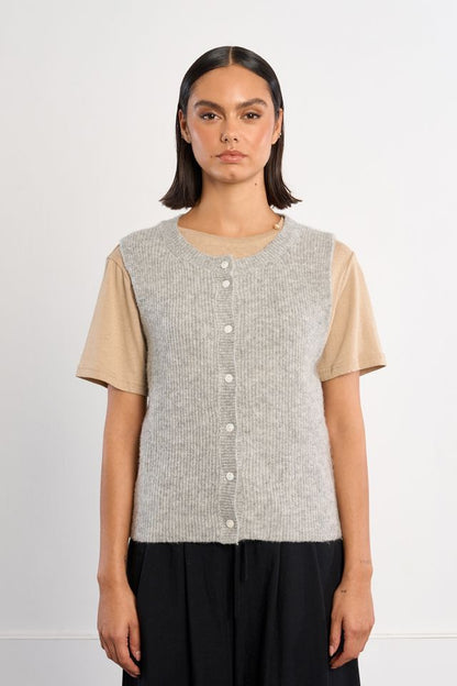 Knit Sleeveless Cardigan