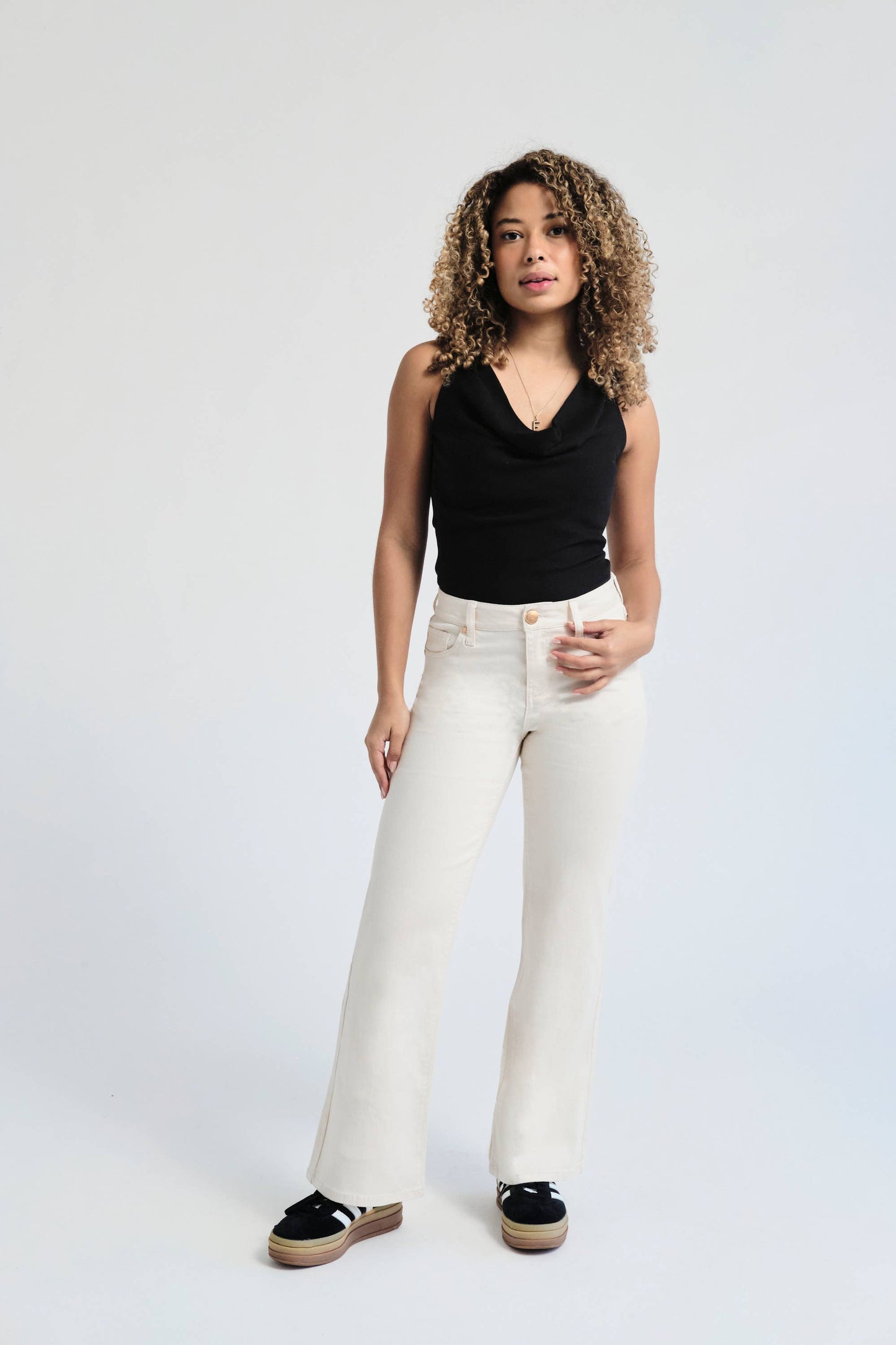 Petite Slim Wide Leg Jean in White Smoke