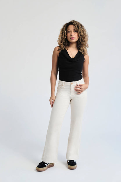 Petite Slim Wide Leg Jean in White Smoke