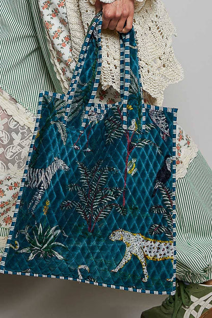 Everyday Quilted Striped Tote Bag