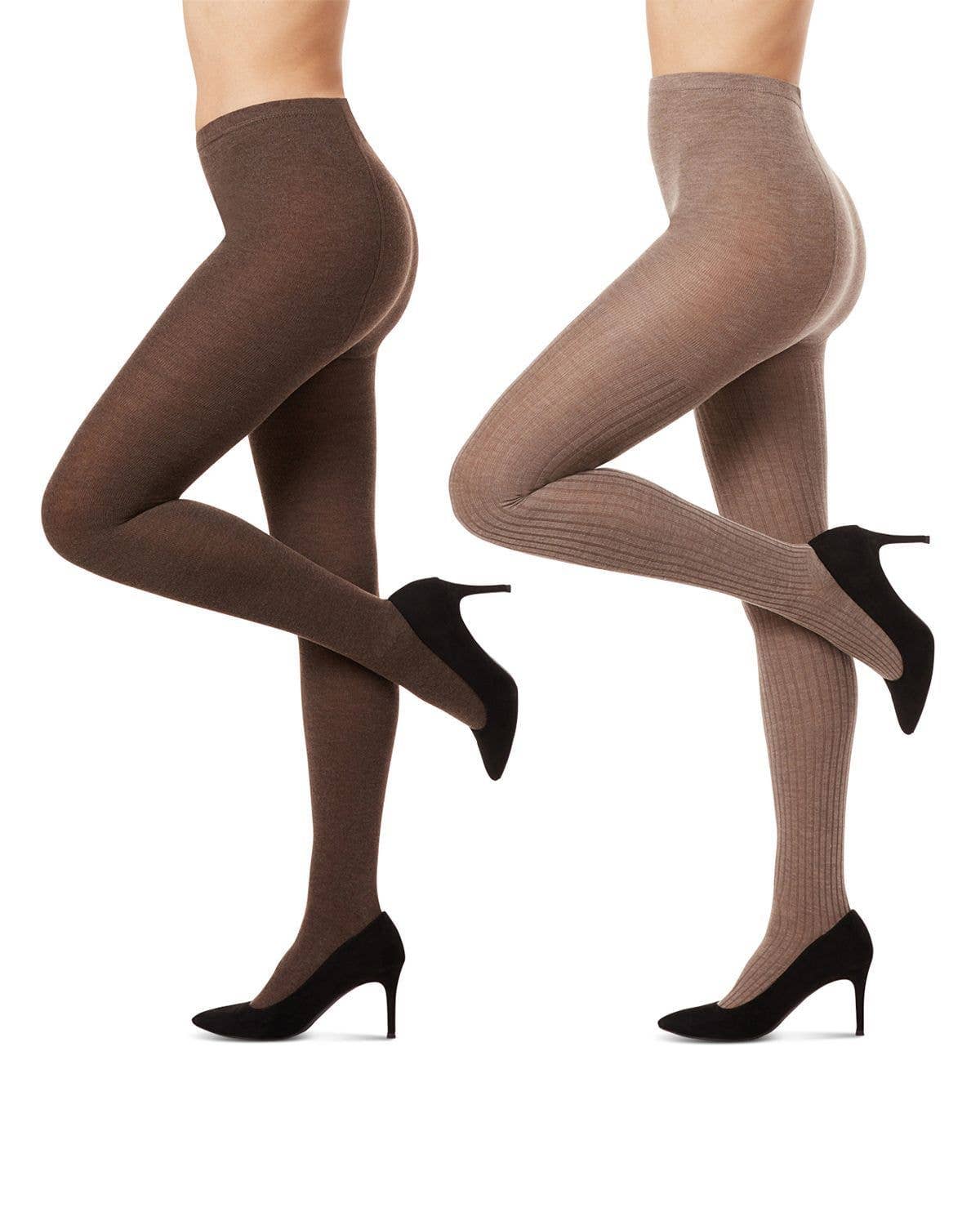 Rib/Solid Sweater Tights 2 Pair Pack