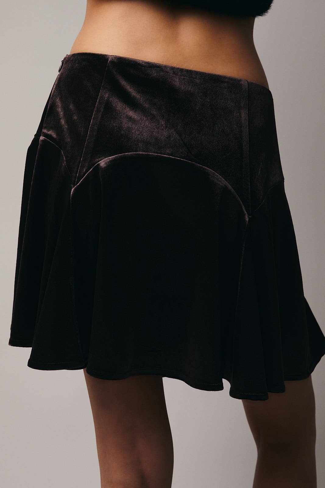 Godet Velvet Mini Skirt