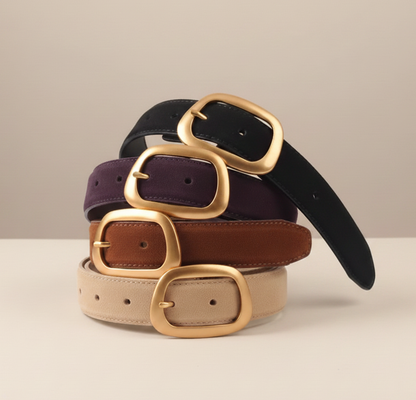 Suede Belt with Organic Shape Buckle