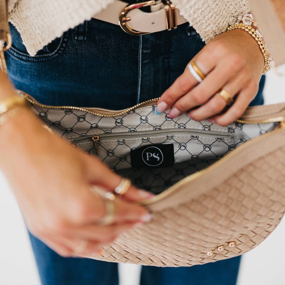 Paige Structured Suede Woven Crossbody