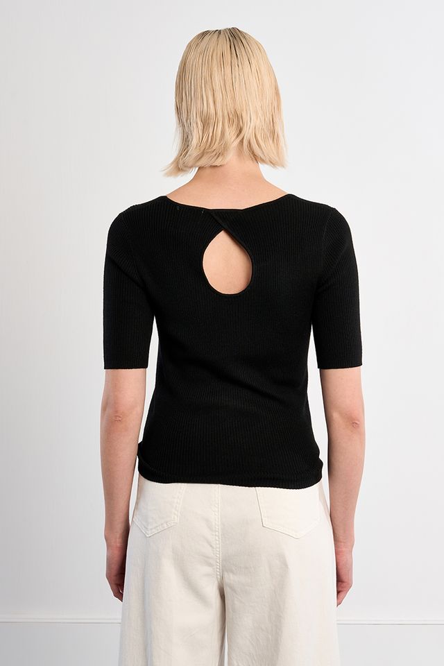 Ribbed Knit Short Sleeve Top