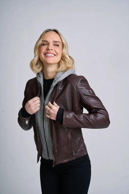 Alva Leather Jacket in Mahogany