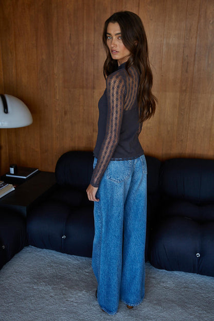 Cherie Lace Mock Neck Top