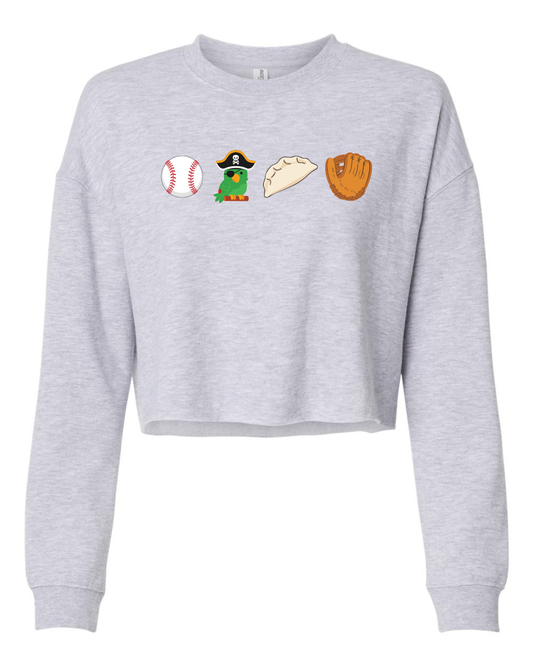 Baseball Parrot Pierogi Cropped Sweatshirt