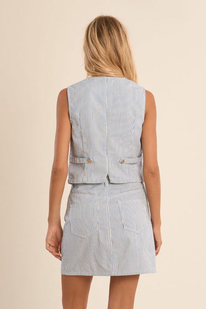 Pinstripe Woven Vest