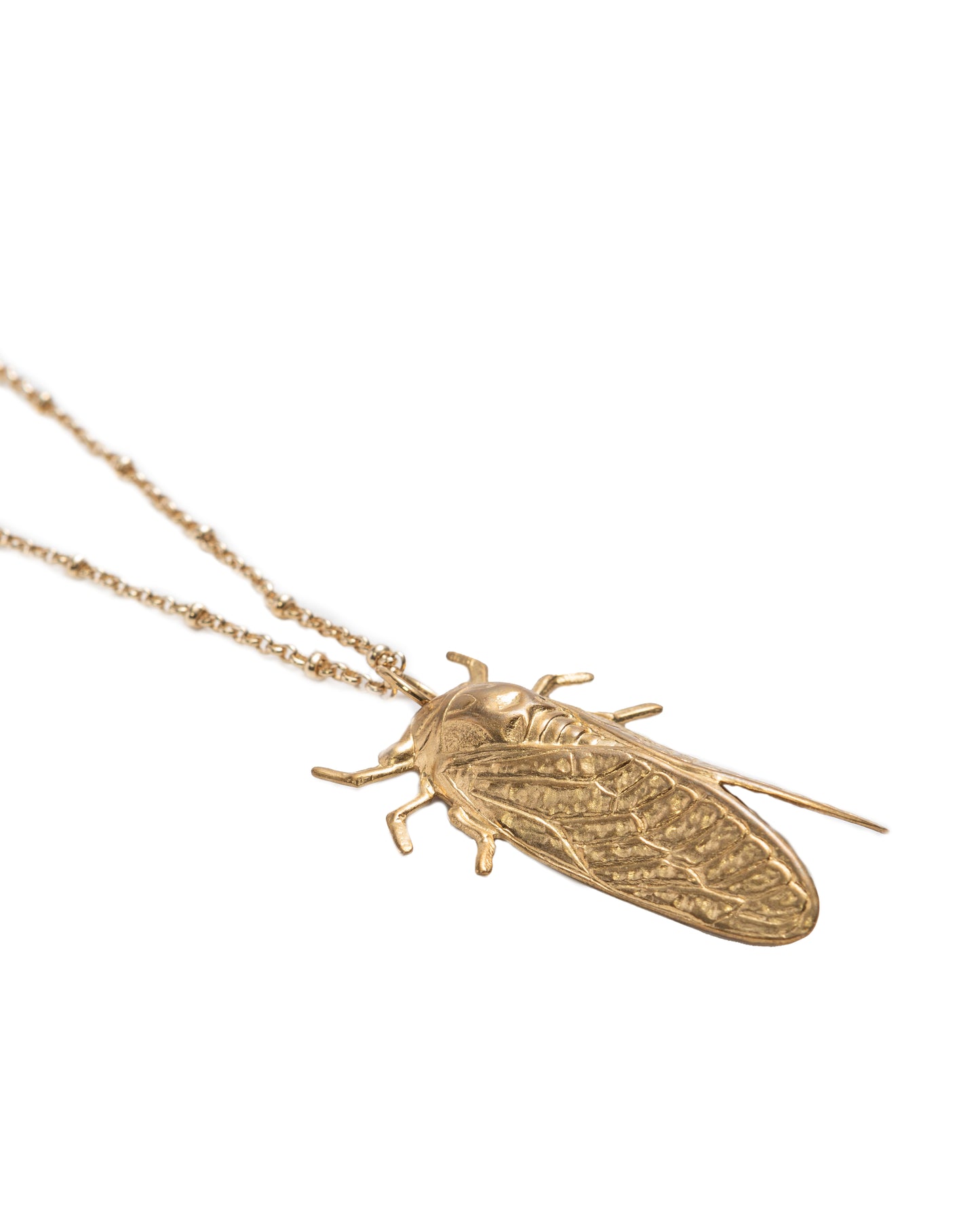 Brass Cicada Necklace - 30"