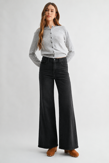 Paola Wide Leg Jean in Washed Black by LTJ