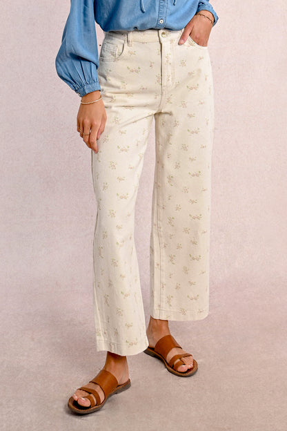 Flower Print Twill Pants