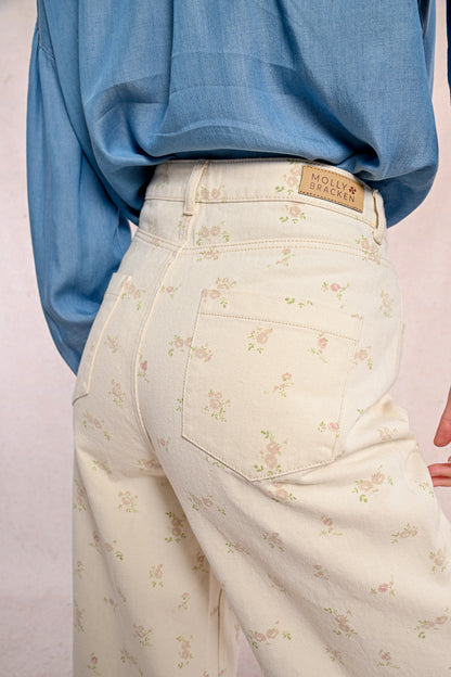 Flower Print Twill Pants