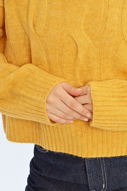 Cable Knit Mock Neck Sweater