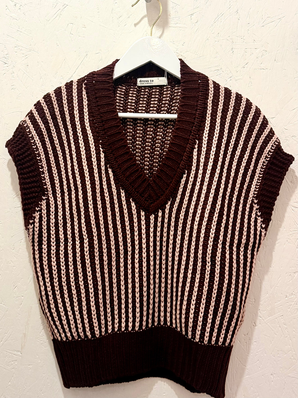 Bicolor V Neck Tricot Vest