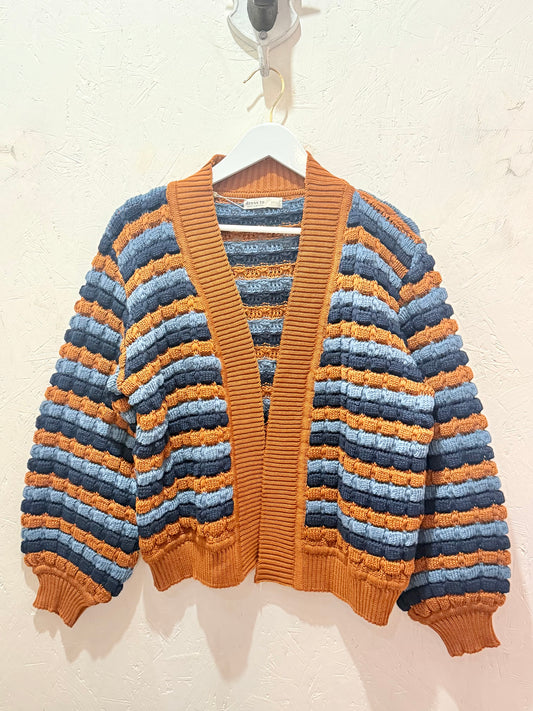 Striped Open Tricot Cardigan