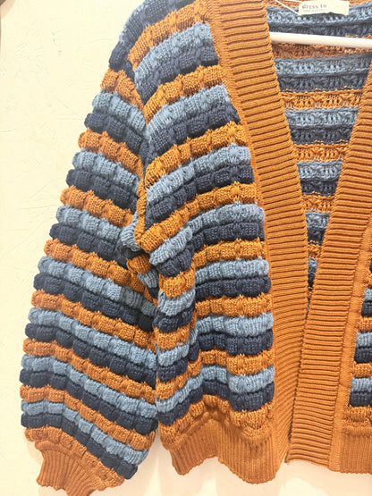 Striped Open Tricot Cardigan