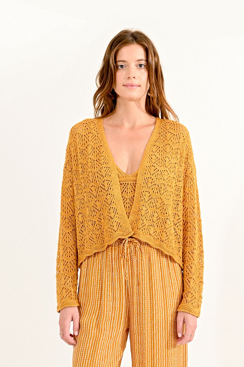 Openwork Semi-Cropped Cardigan