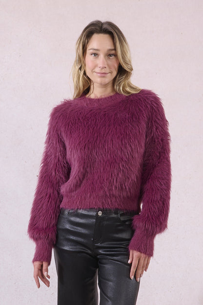 Plum Fuzzy Sweater