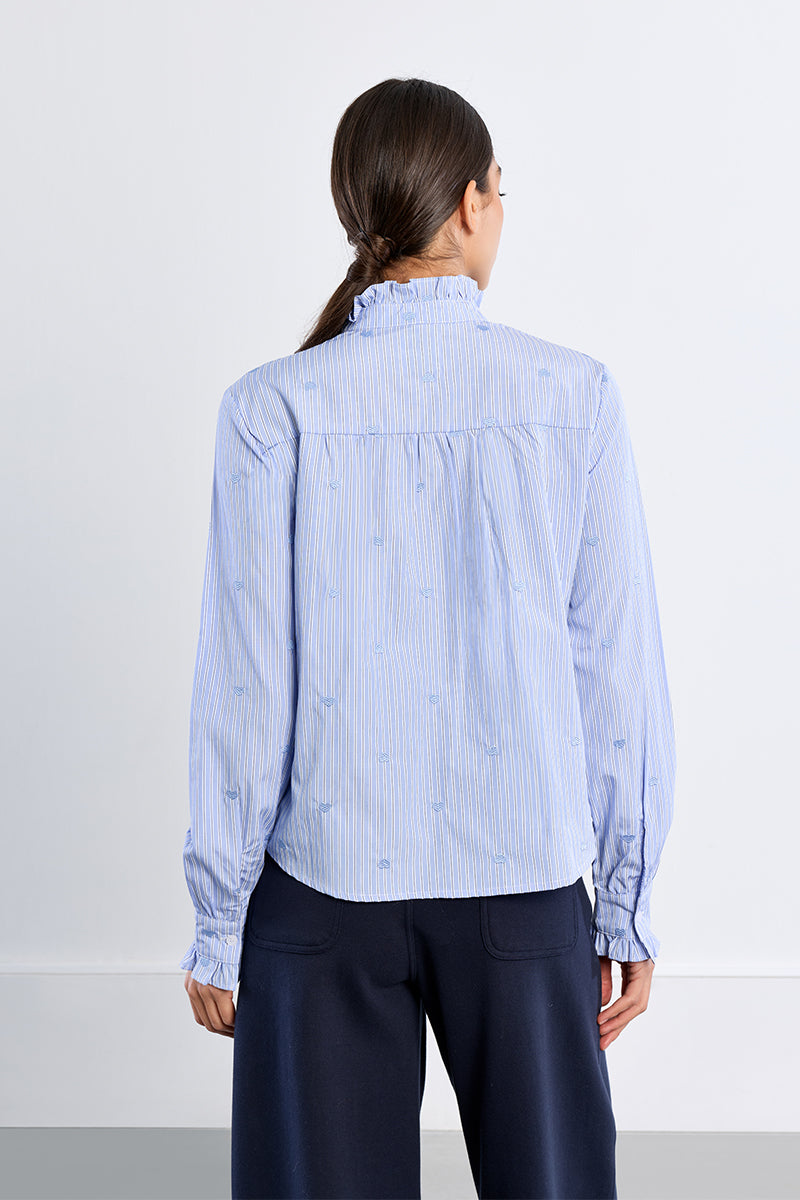 Heart Detail Pinstripe Blouse