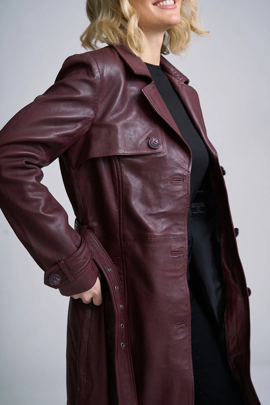 Leah Leather Trench