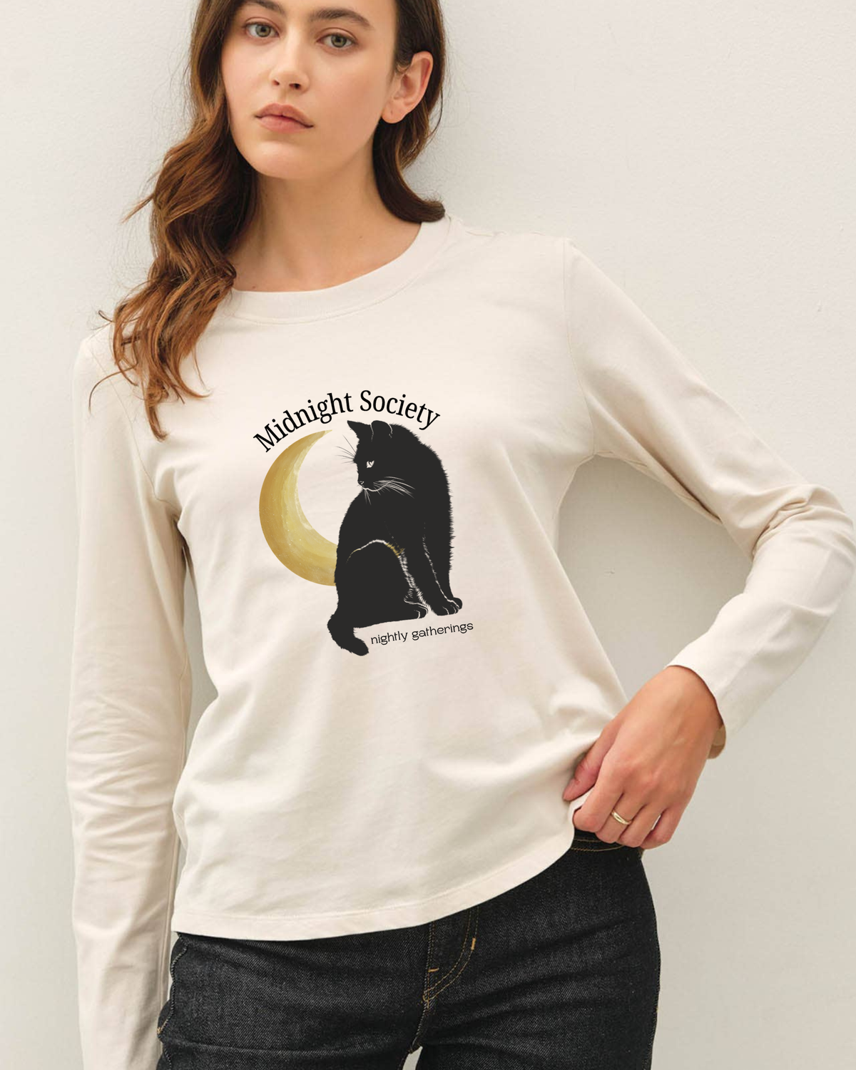Midnight Society Black Cat Long Sleeve Graphic Tee