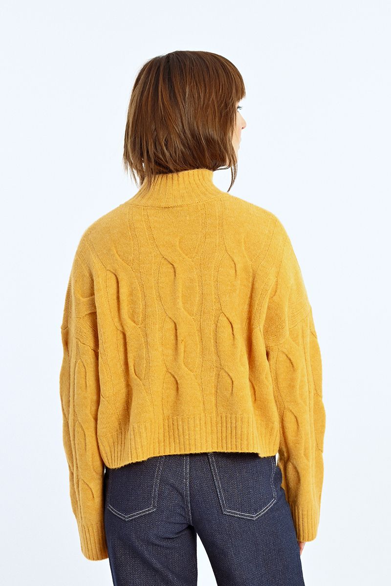 Cable Knit Mock Neck Sweater