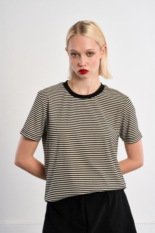 Heart Cutout Stripe Shirt