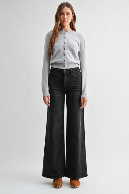 Paola Wide Leg Jean in Washed Black by LTJ