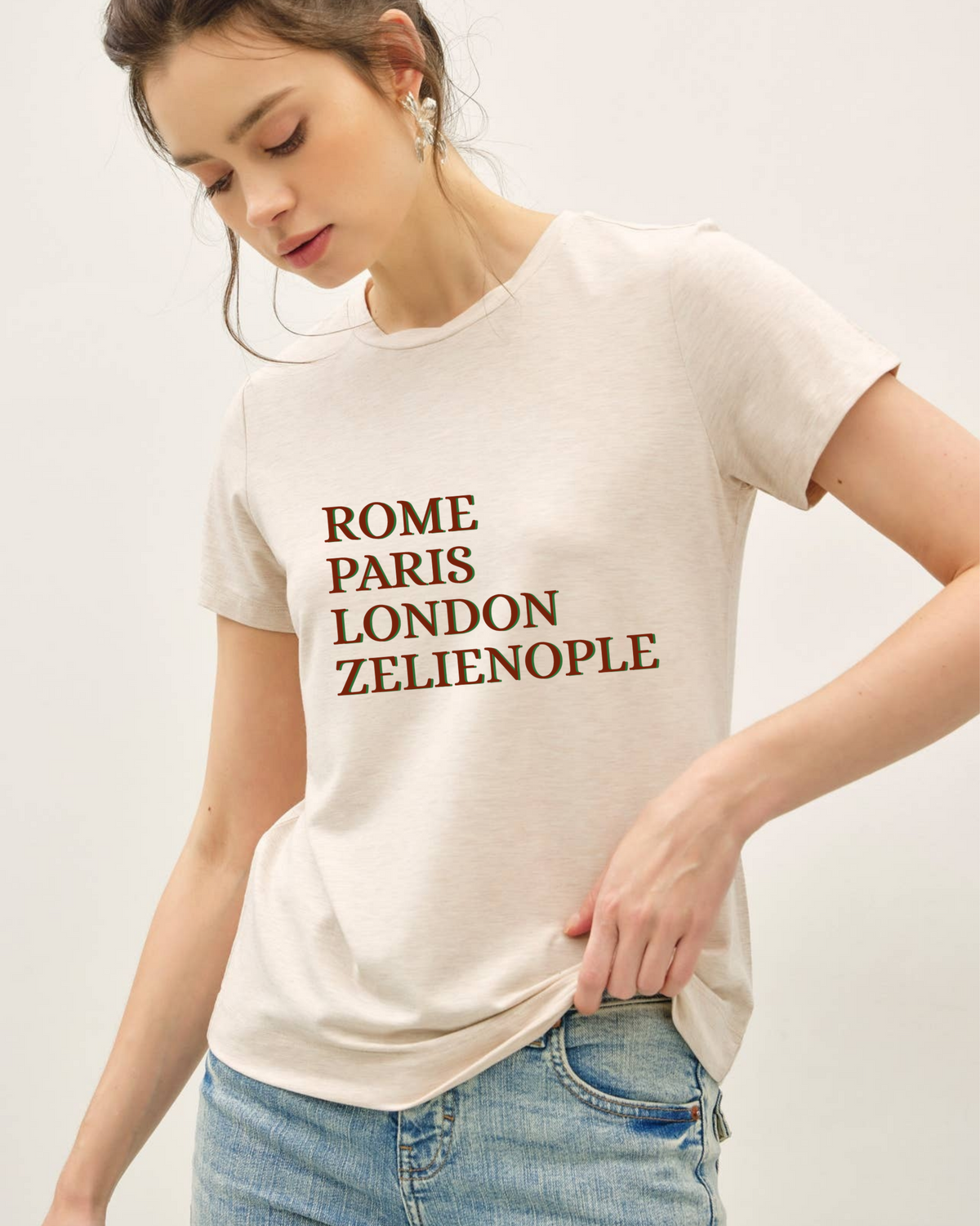 ROME PARIS LONDON ZELIENOPLE Bamboo Graphic Tee