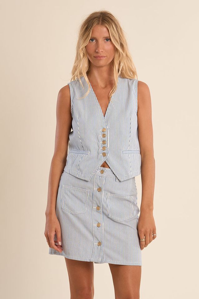 Pinstripe Woven Vest