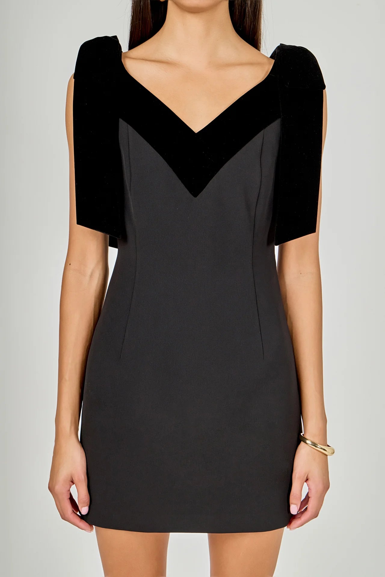 Velvet Detail Mini Dress