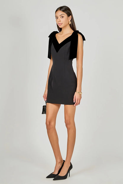 Velvet Detail Mini Dress