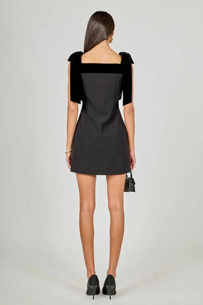Velvet Detail Mini Dress