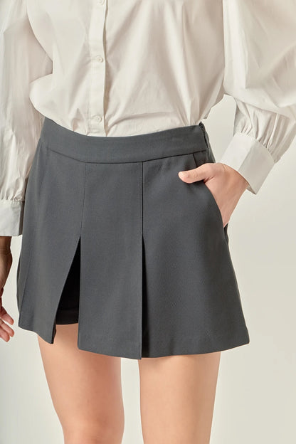 Pleated Twill Skort