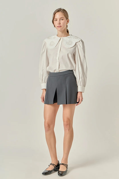 Pleated Twill Skort