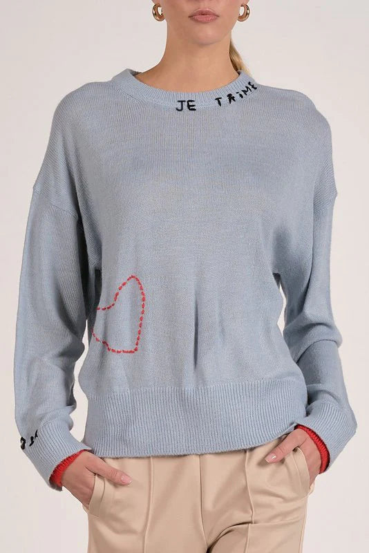 Je t'aime Stitched Heart Sweater