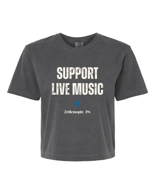 Support Live Music Cropped Graphic Tee