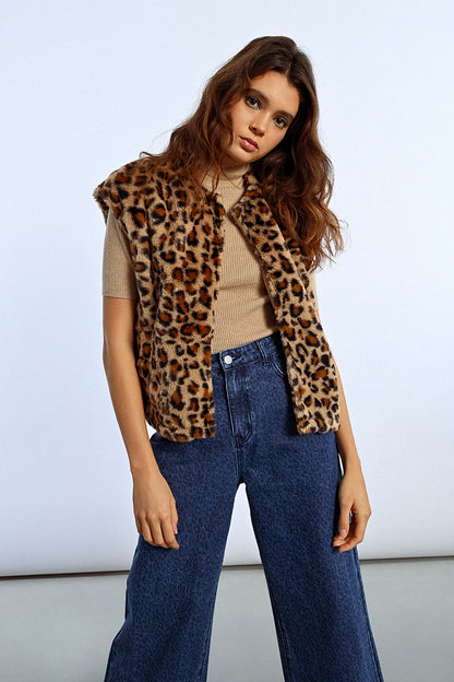 Faux Fur Sleeveless Jacket
