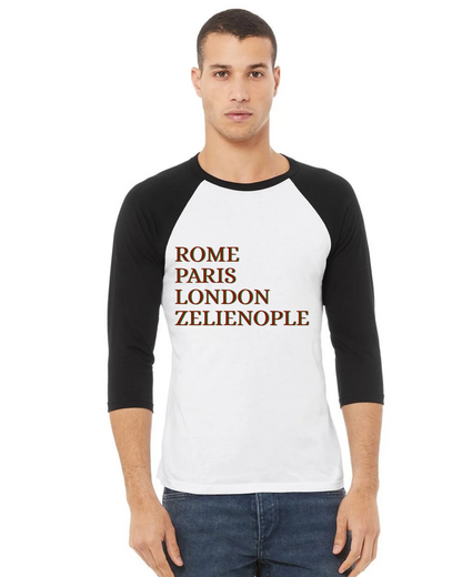 ROME LONDON PARIS ZELIENOPLE Baseball Tee