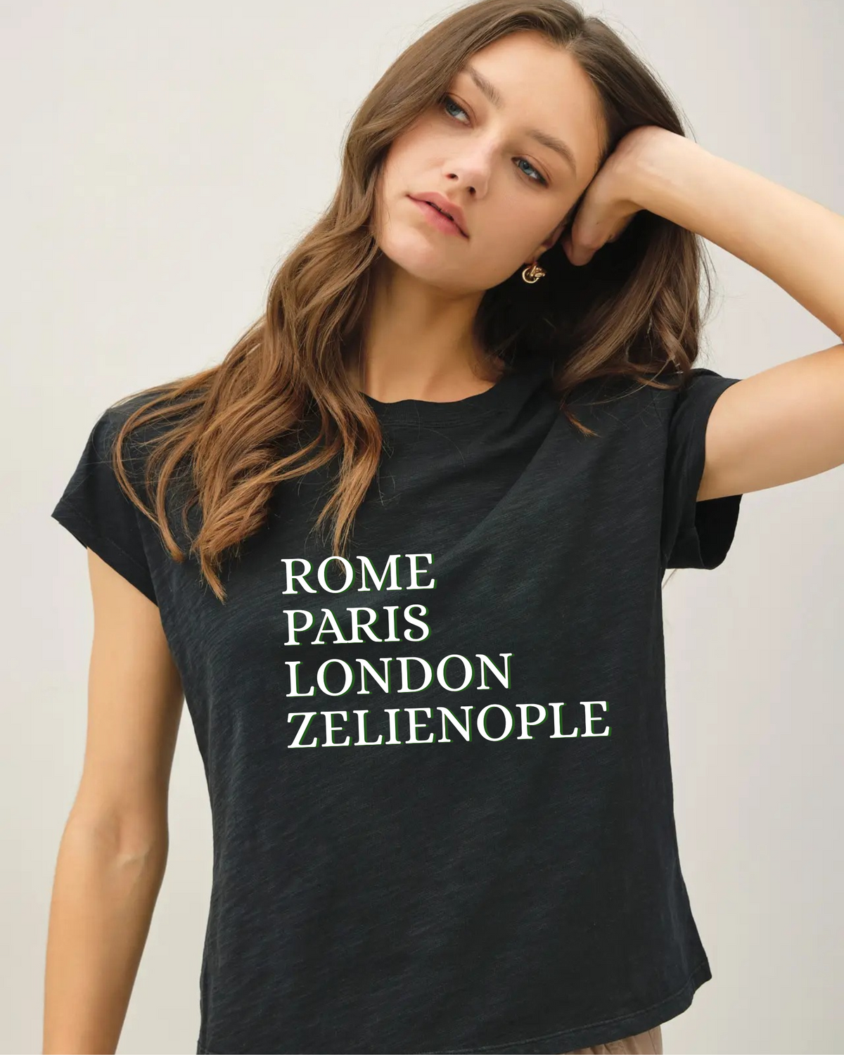 ROME PARIS LONDON ZELIENOPLE Cotton Slub Baby Tee
