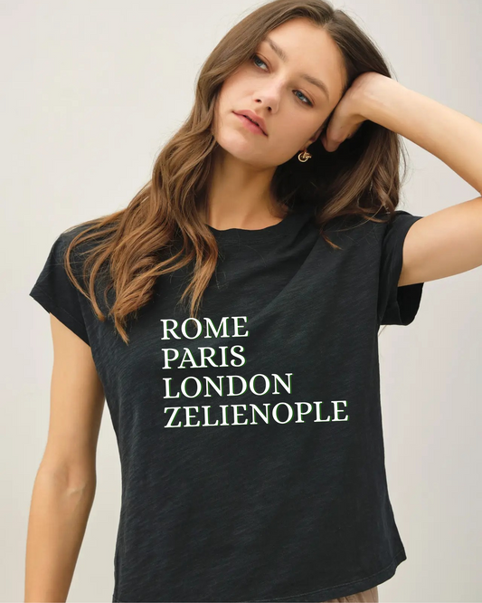 ROME PARIS LONDON ZELIENOPLE Cotton Slub Baby Tee