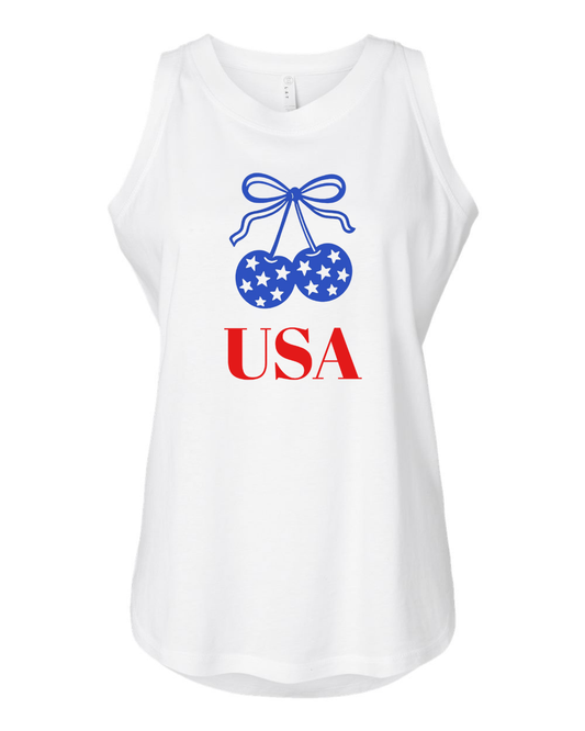 USA Cherries Graphic Tank Top