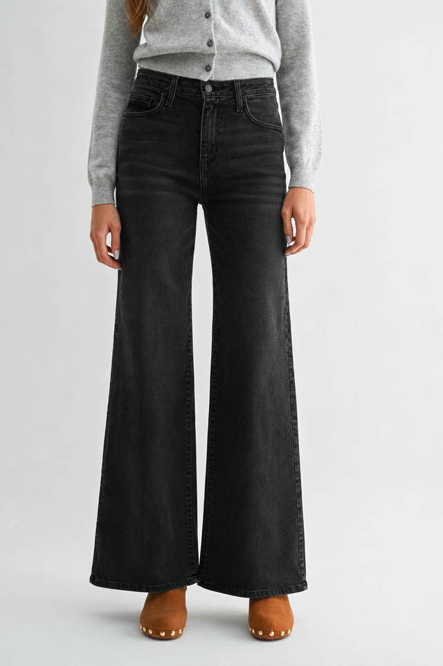 Paola Wide Leg Jean in Washed Black by LTJ