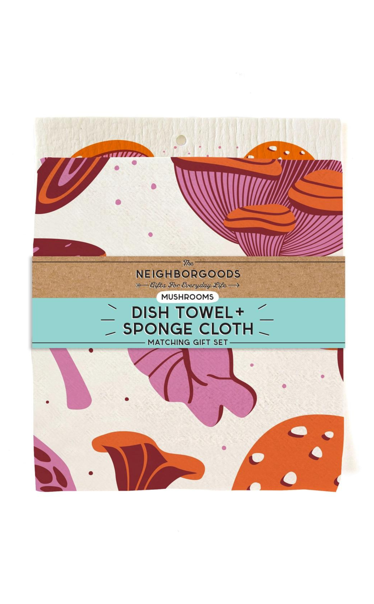 Mushrooms Tea Towel and Sponge Cloth Gift Set