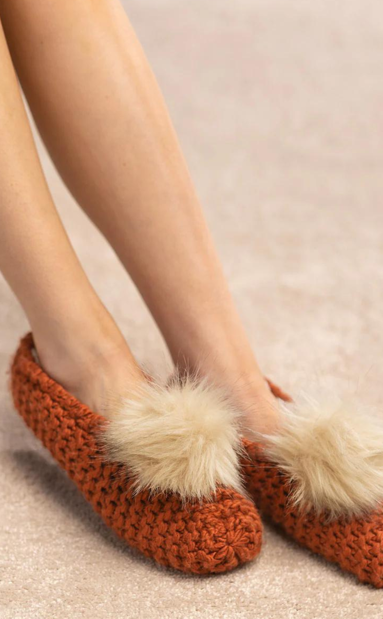 Pom Pom Crochet Slippers