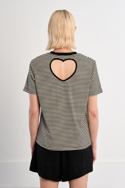 Heart Cutout Stripe Shirt