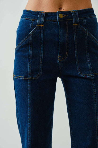 Super Stretch Stitch Detail Straight Jeans